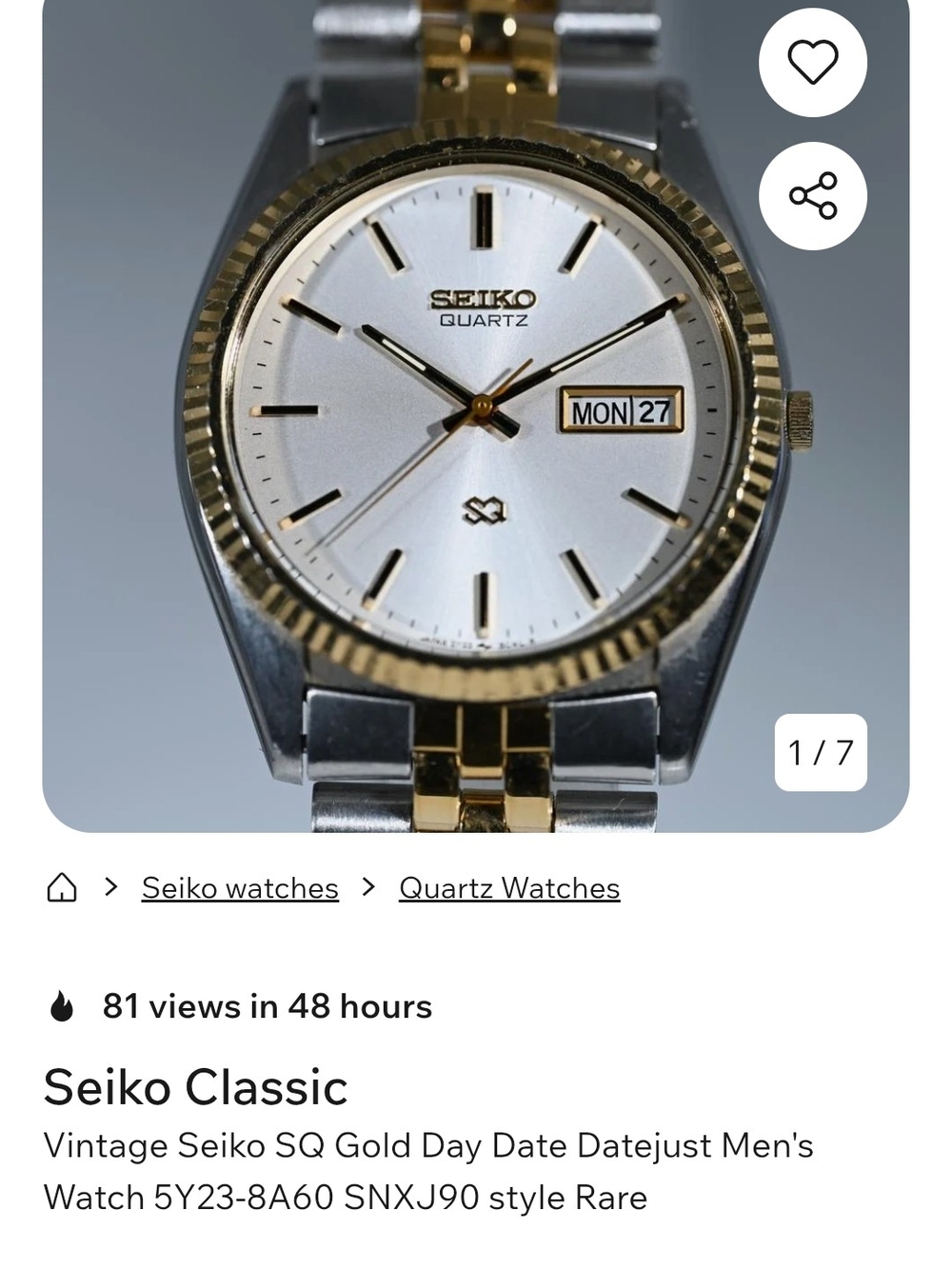 Seiko Classic Two-Tone Gold & Silver Day-Date Quartz Watch
